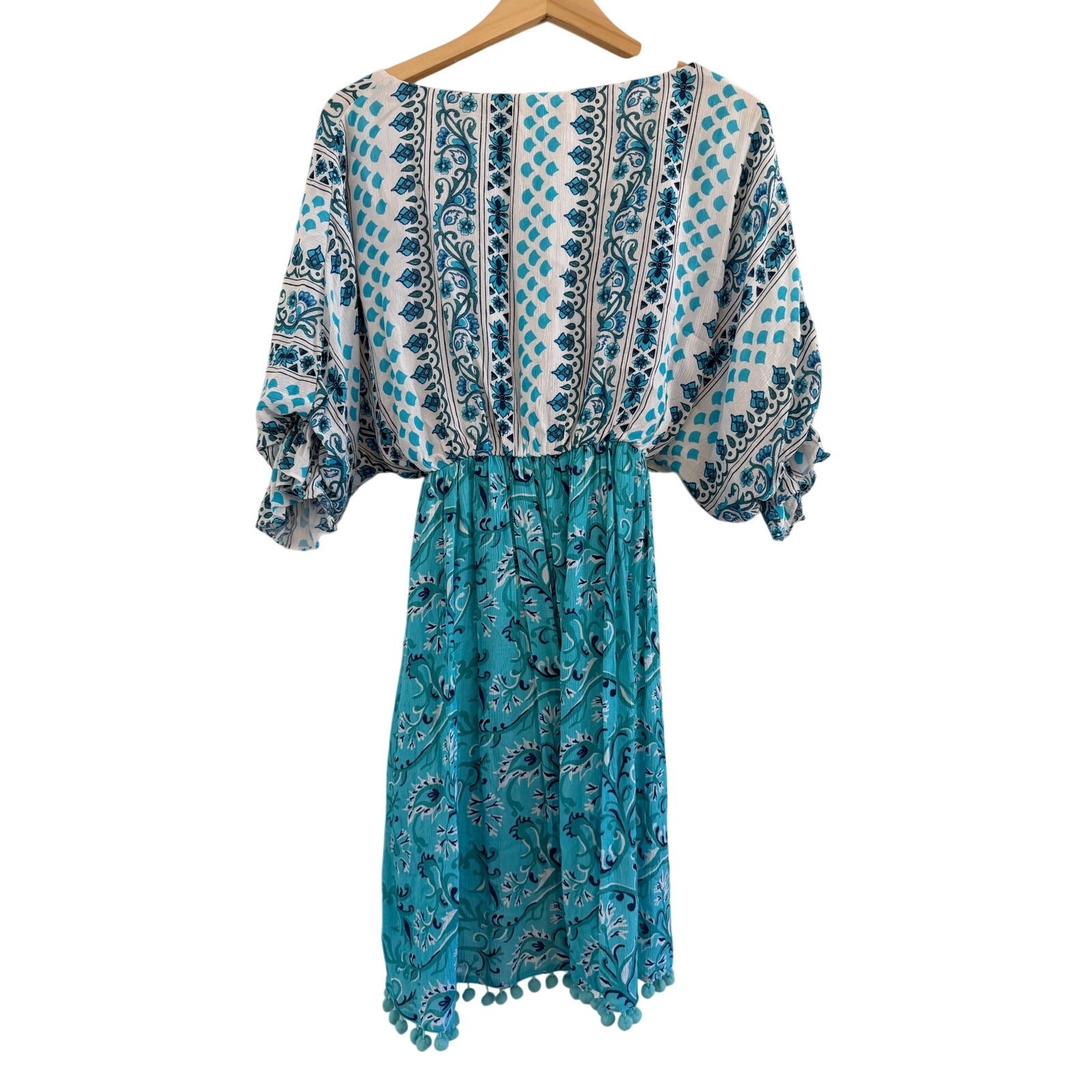 NWT Celina Moon Ariel Mini Kimono Dress Blue V-neck Medium Beach Boho Fairy