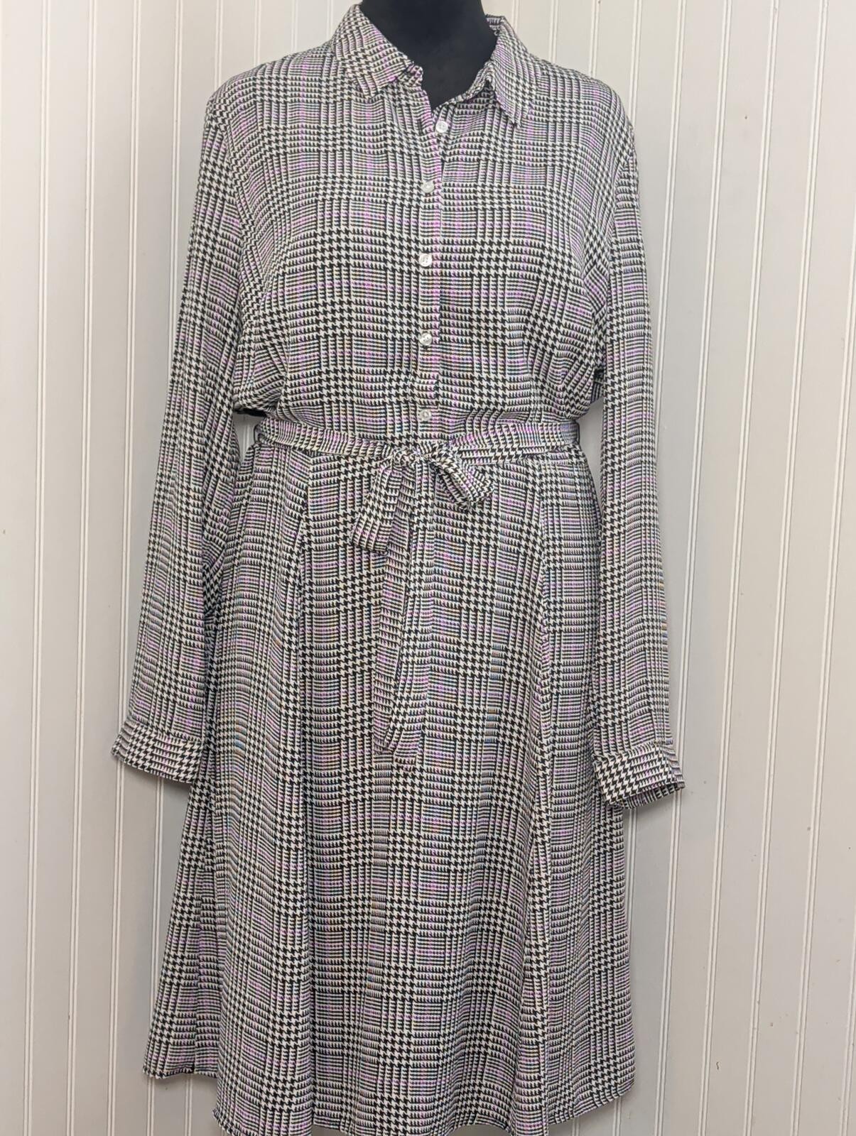 Banana Republic Women’s Plaid Shirt Dress with Tie Belt Size 14 Classic Preppy