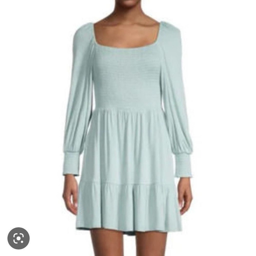 Steve Madden x BB Dakota smocked long sleeve dress sea mist size L nwt
