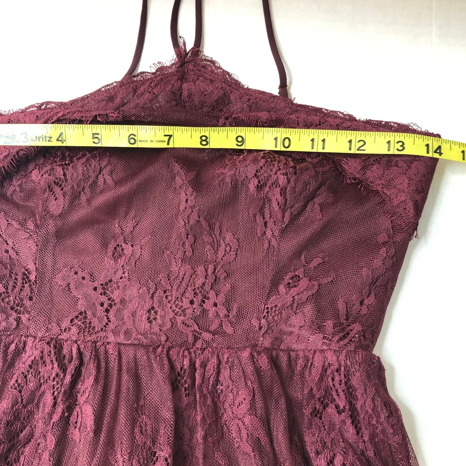 Heartloom Belle Burgundy Lace Halter Maxi Dress size XS Gown AAK