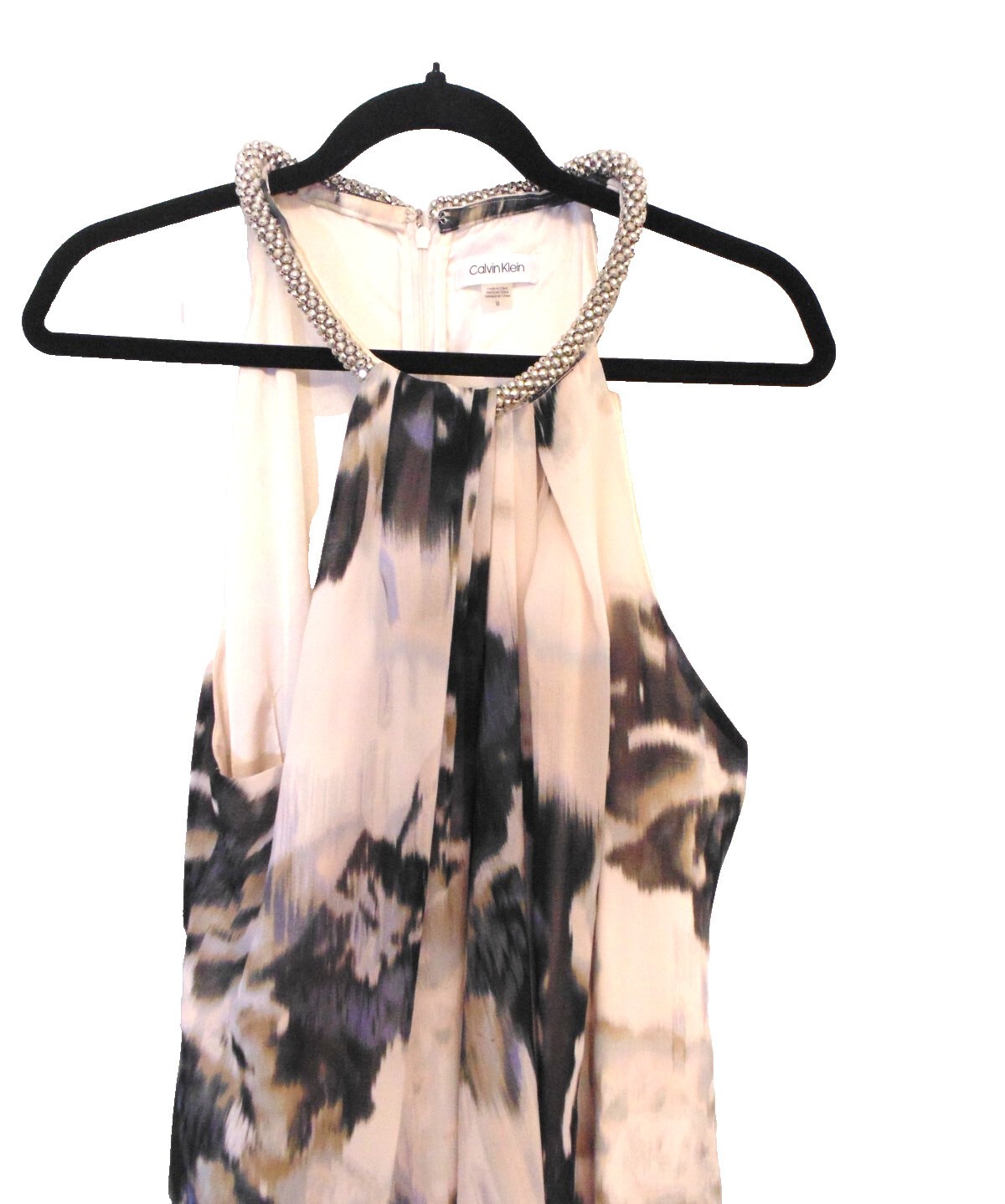 Calvin Klein Elegant Womens Rhinestone Halter Long Dress Gown sz 16