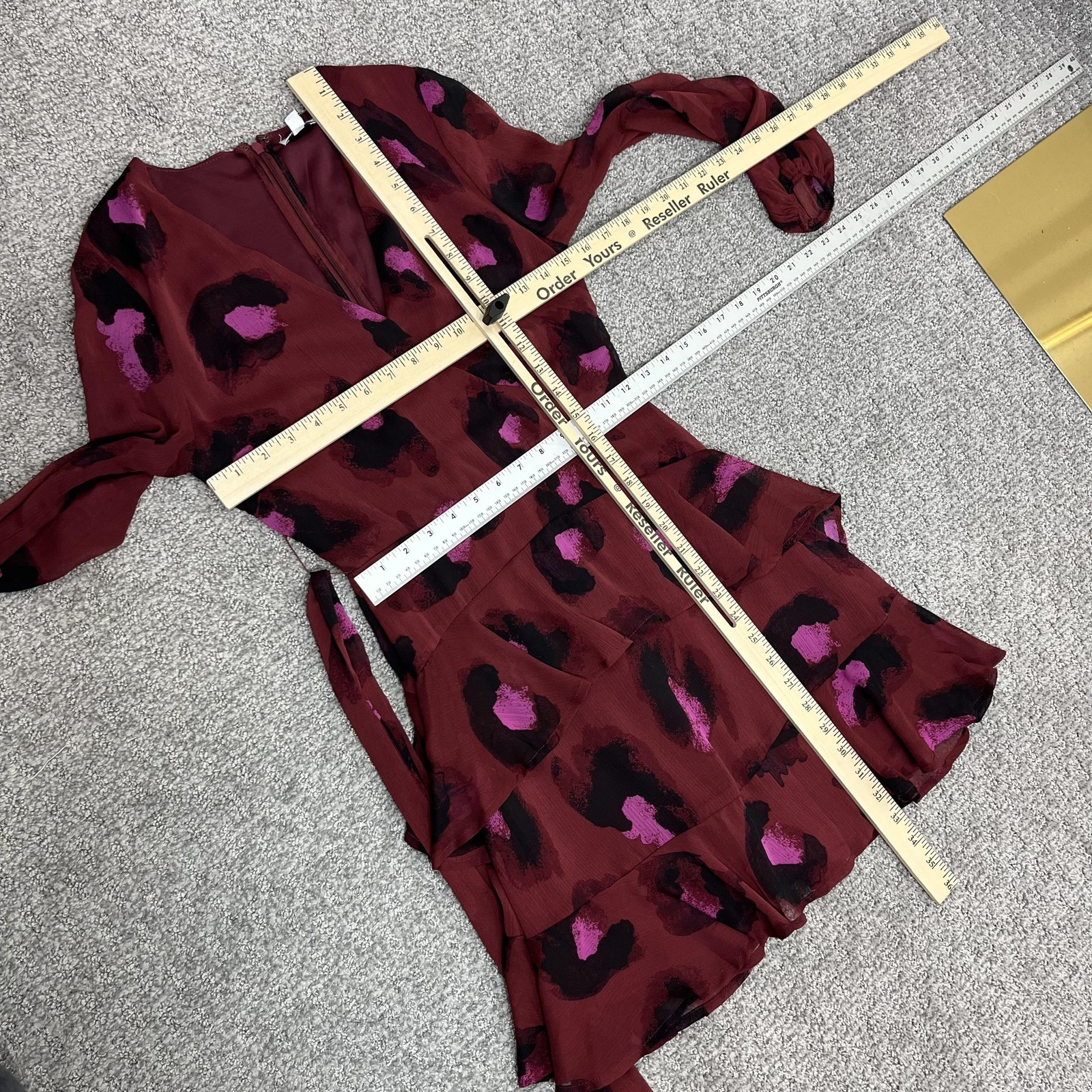 Love Fire Dress Womens Small Red Animal Print Wrap Ruffle Mini Party Cocktail