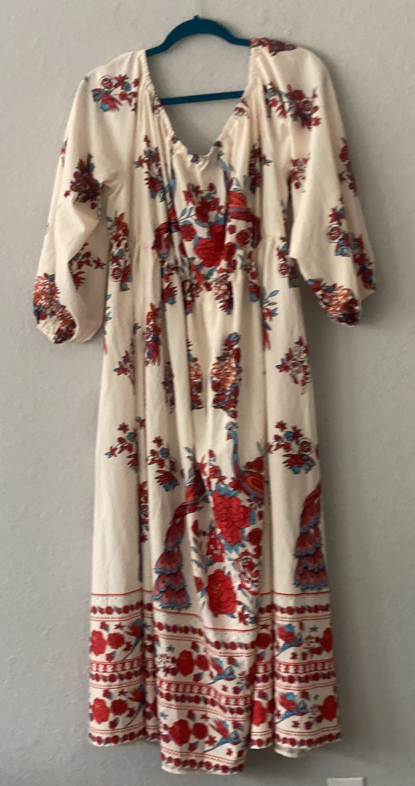 SHEIN CURVE WOMENS MULTI-COLOR HOBO FLORAL PEACOCK DRESS – SIZE 3XL – EUC
