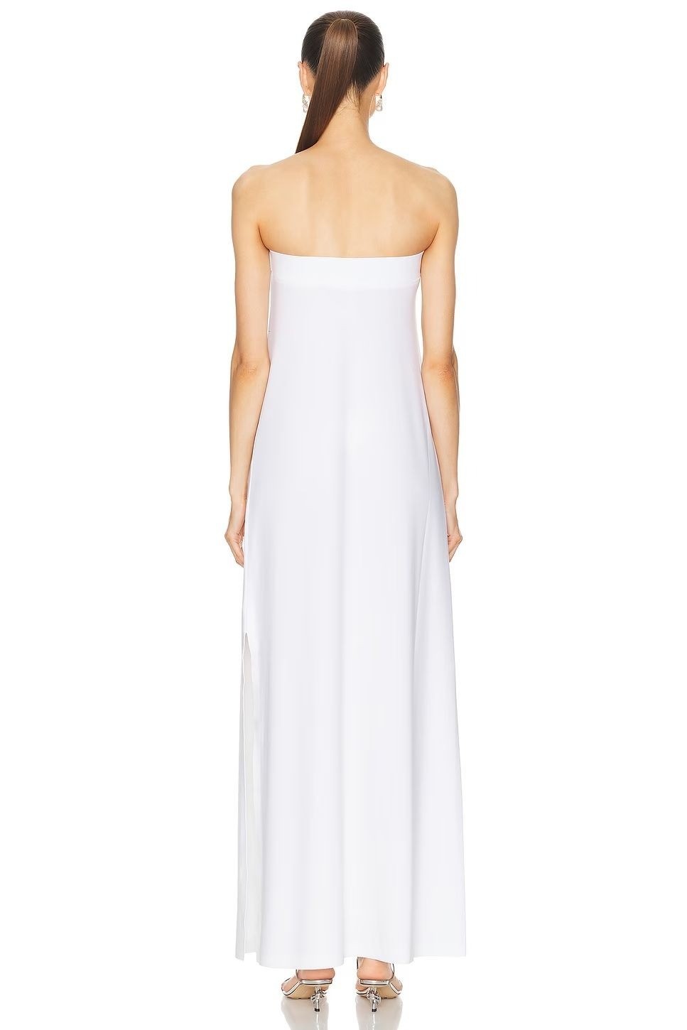 Norma Kamali Strapless Tailored Side Slit Gown in Snow White Small New Womens Dr