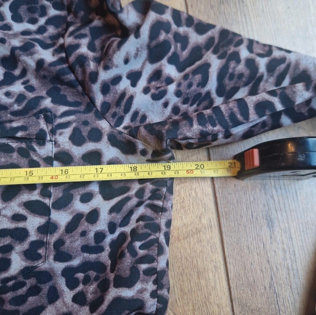 Size 10 Leopard / animal print long sleeve shirt/smock midi dress. Winter spring