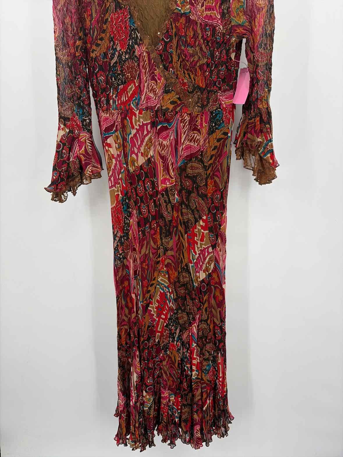 Pre-Owned Alberto Makali Pink Size Large Maxi Long Sleeve Dress