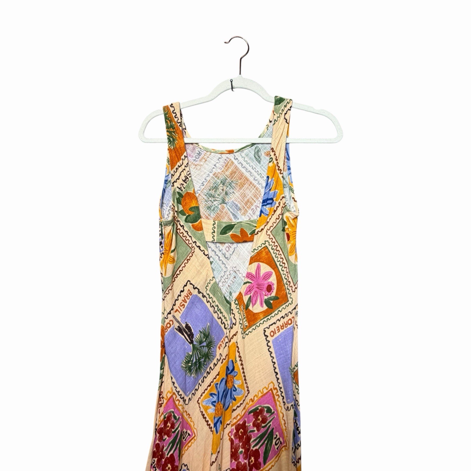 NWT Small Paper Heart Anthropologie Linen Blend Floral Post Card Maxi Dress S