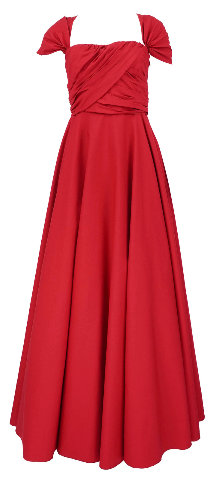 Giambattista Valli Long Corsage Poplin Dress in Red