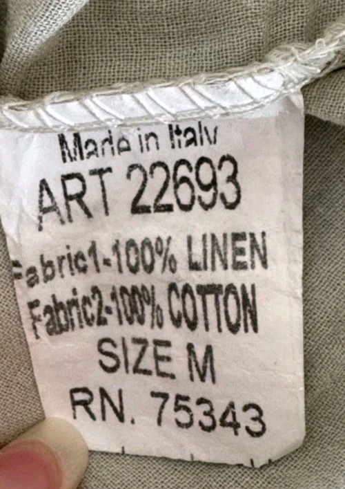Valentina Naldi Made in Italy 100% Linen Eyelet Tie Shoulder Midi Dress M