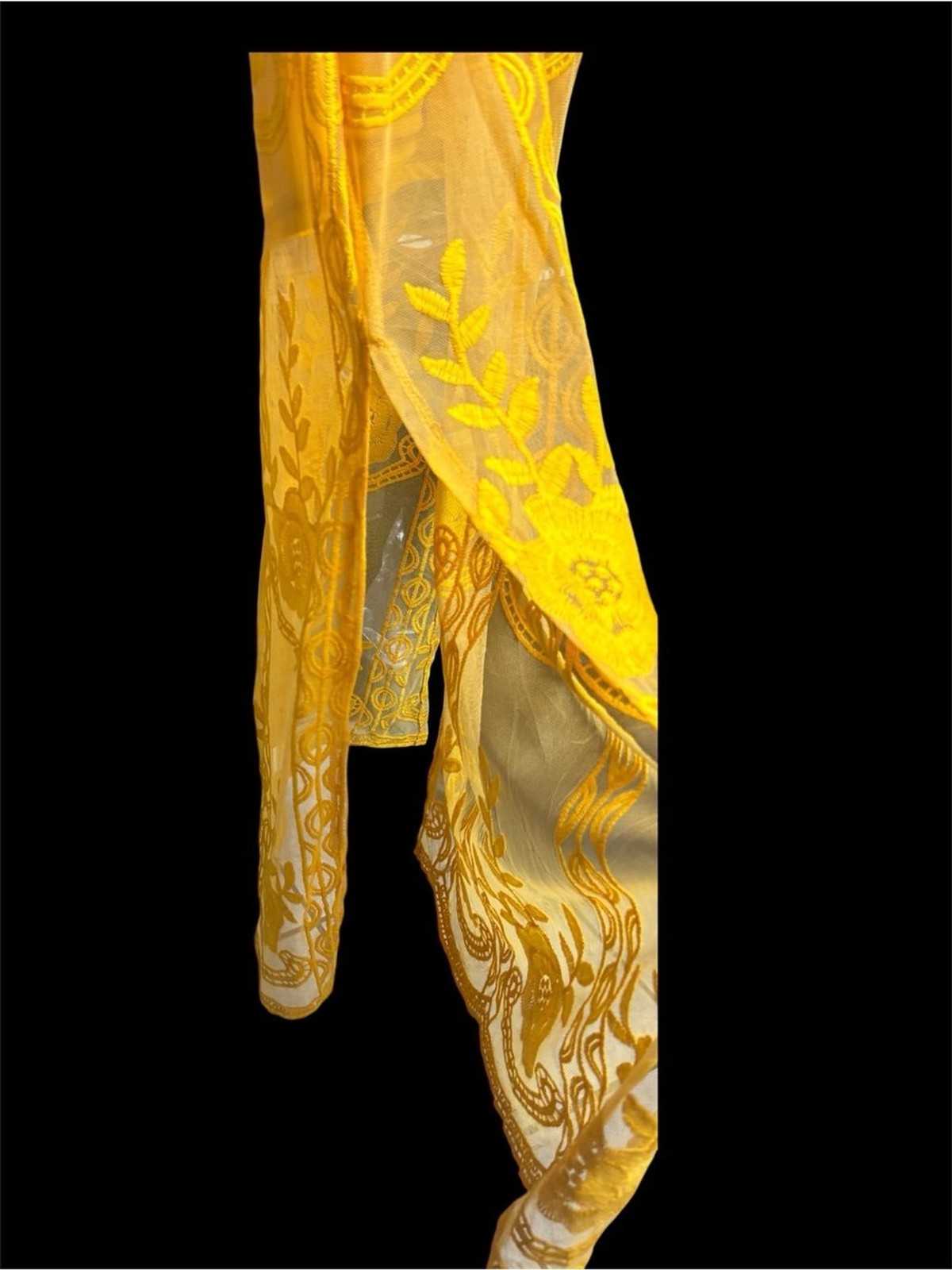 Eleter yellow lace boho romper dress size Small