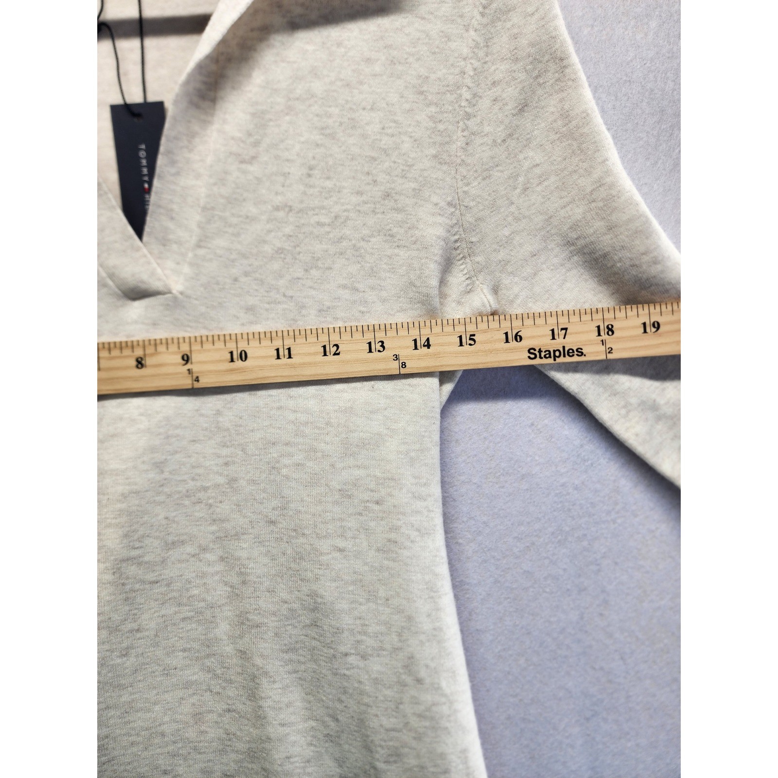 Tommy Hilfiger Heather Beige Collared V-Neck Long Sleeve Sweater Midi Dress XS
