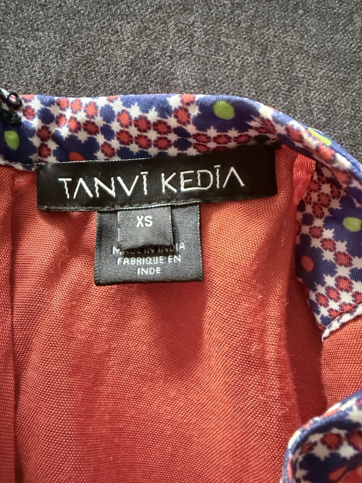 Tanvi Kedia Red Patchwork Boho Maxi Dress XS High Neck Woven Lyocell/Rayon Lined