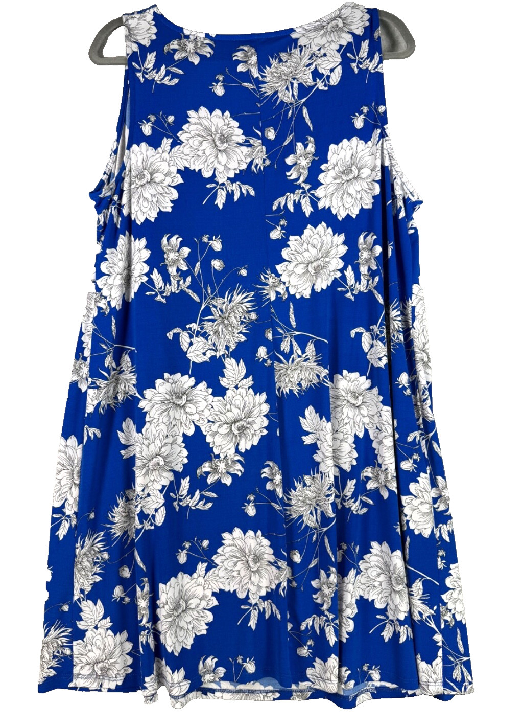 Roz & Ali Womens Dress Floral Shift Swing StretchBlue White Floral Sz 2X Pre-Own