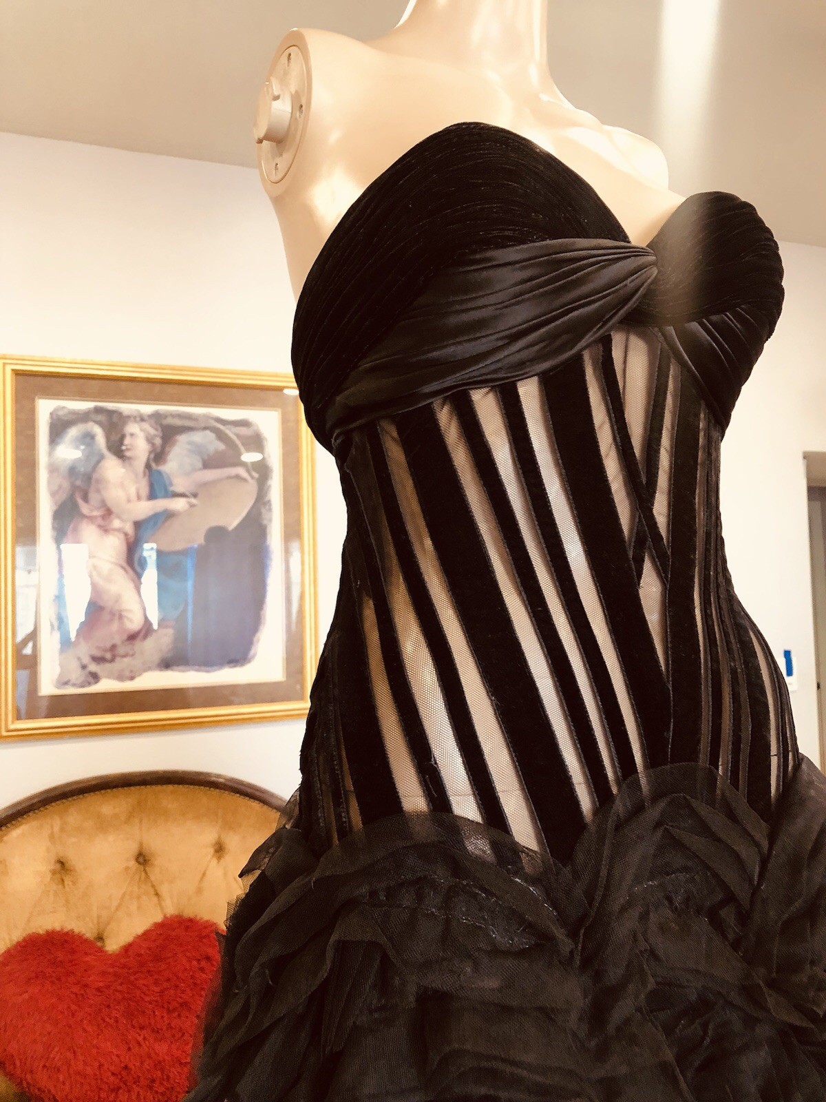 George’s chakra RUNWAY Sheer black Corset Gown Size XS Stunning!