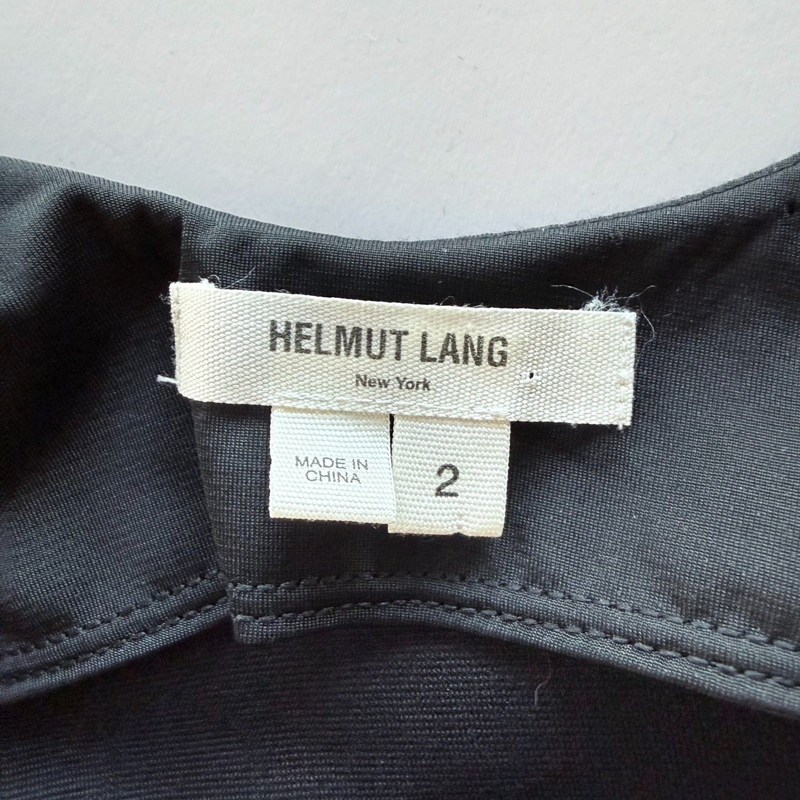 NWOT Helmut Lang Silk Draped Colorblock Graphite Grey & Black Mini Dress Size 2