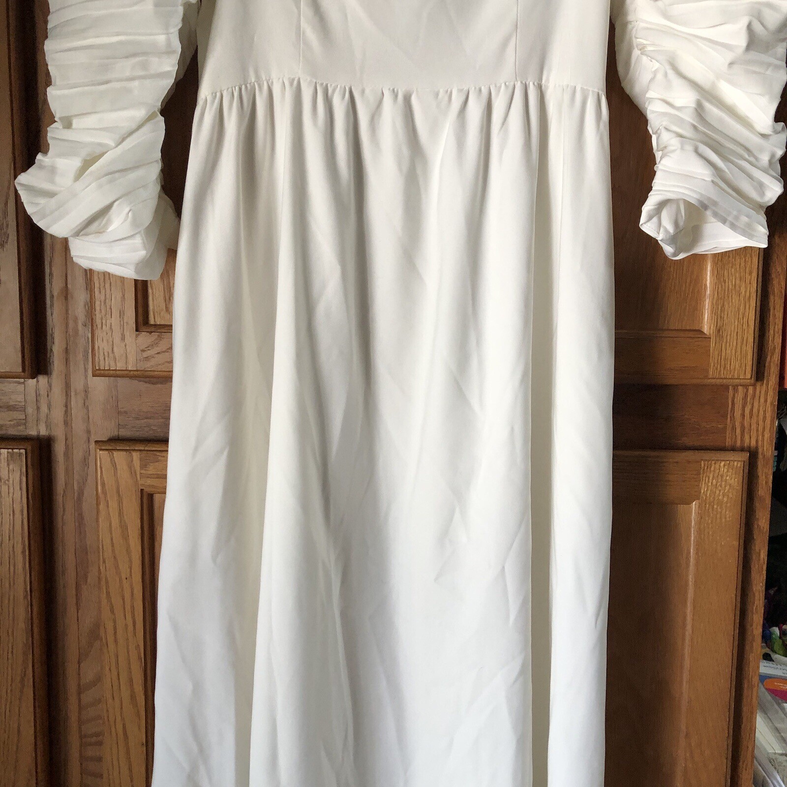 OPT Cottagecore Square Neck Smocked Milkmaid A-Line Midi Dress White Small