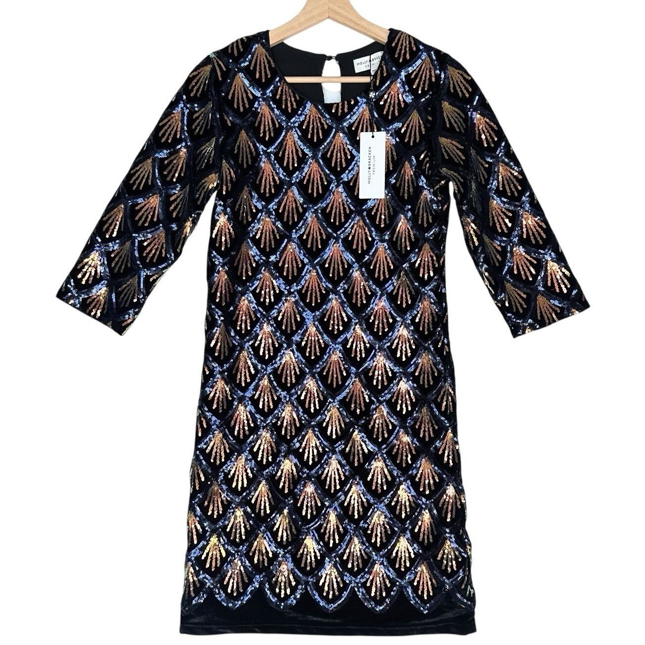 NWT Molly Bracken Sequin Mini Dress Art Deco Gatsby Women’s XS Party