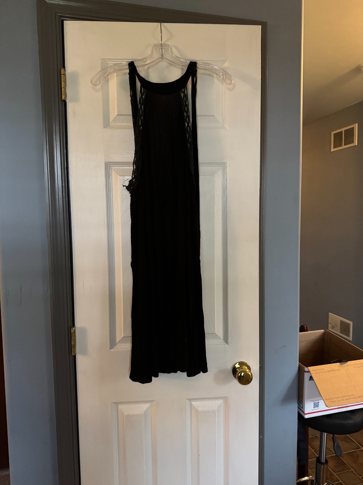 CY Size L Black Fashion Halter neck with crochet lace detail dress – Fair