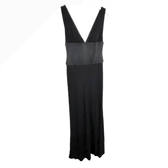 Vintage Maria Bianca Nero Sleeveless Maxi Dress Black Formal Gown Evening Sexy