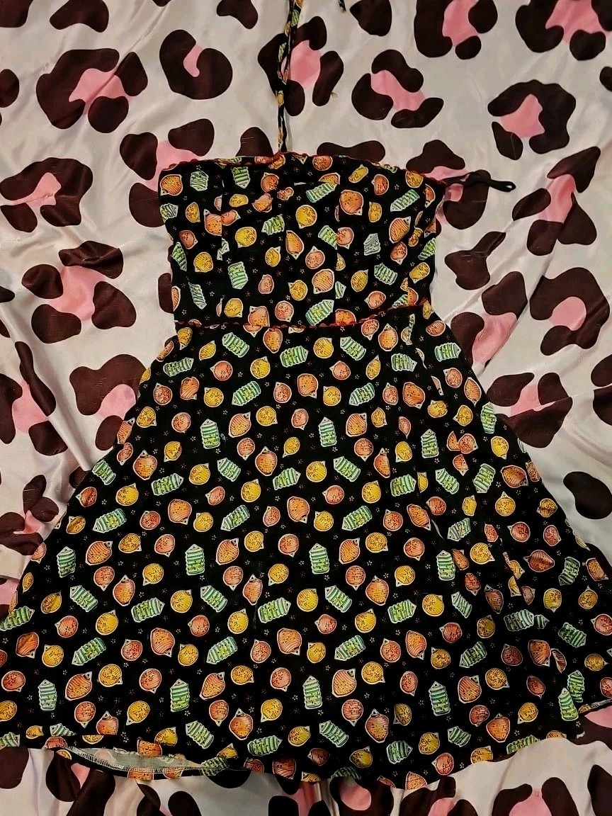EC Star out of print vintage Chinese Paper Lantern Dress Sz S (no Stretch)