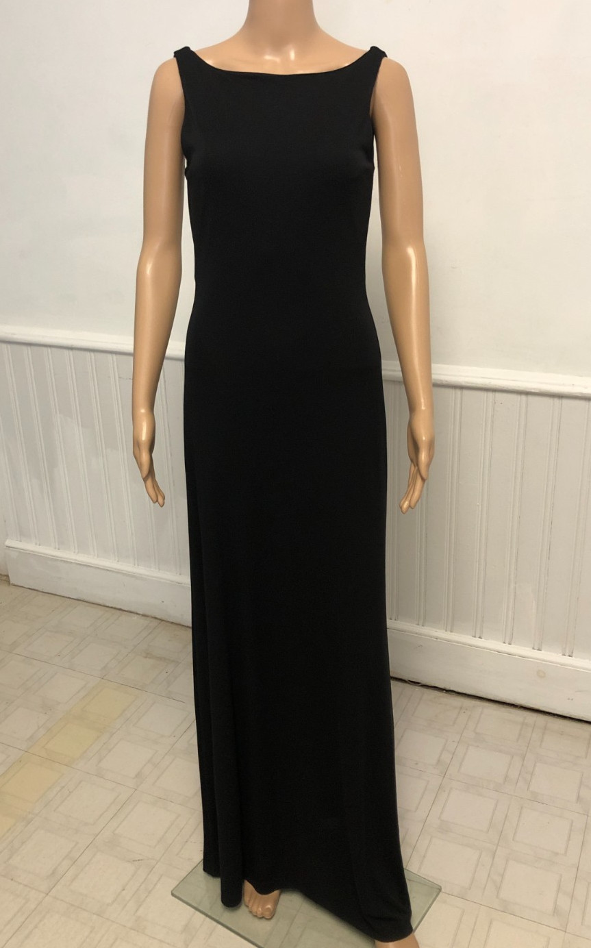 Lauren Ralph Lauren Elegant Maxi Dress Sz M Jersey Knit Sleeveless V-Back