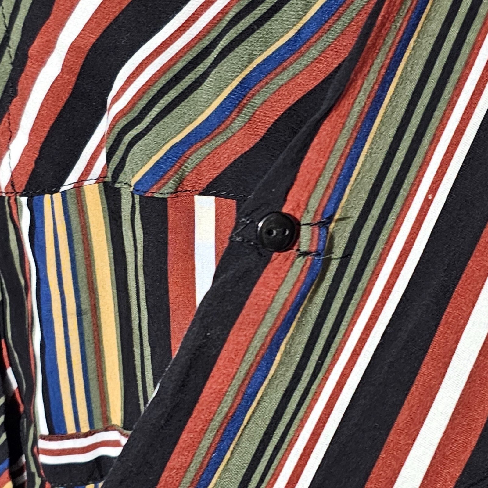 Love Notes Vertical Striped Fall Hues Button Down Shirt Dress Size M