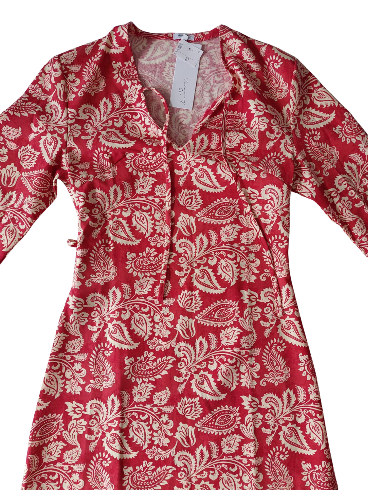 Vacancy Co. Red & Cream Patterned Mini Dress Brand New With Tags Size XS RRP£35