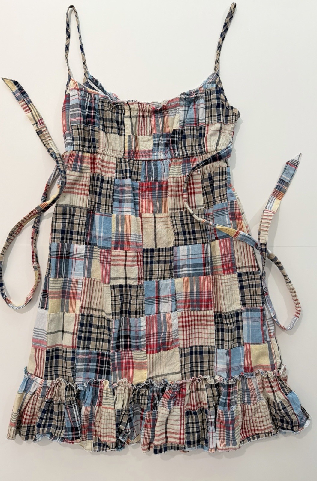 Madras Patchwork Mini Dress S 100% Cotton Nantucket Coastal Preppy