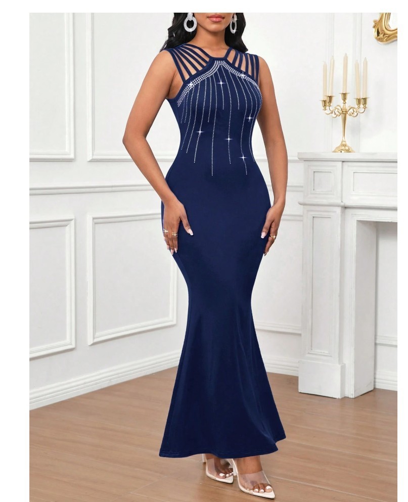 Ladies Elegant Wedding Guest Spring Summer Autumn Winter Sleeveless Hot Diamond