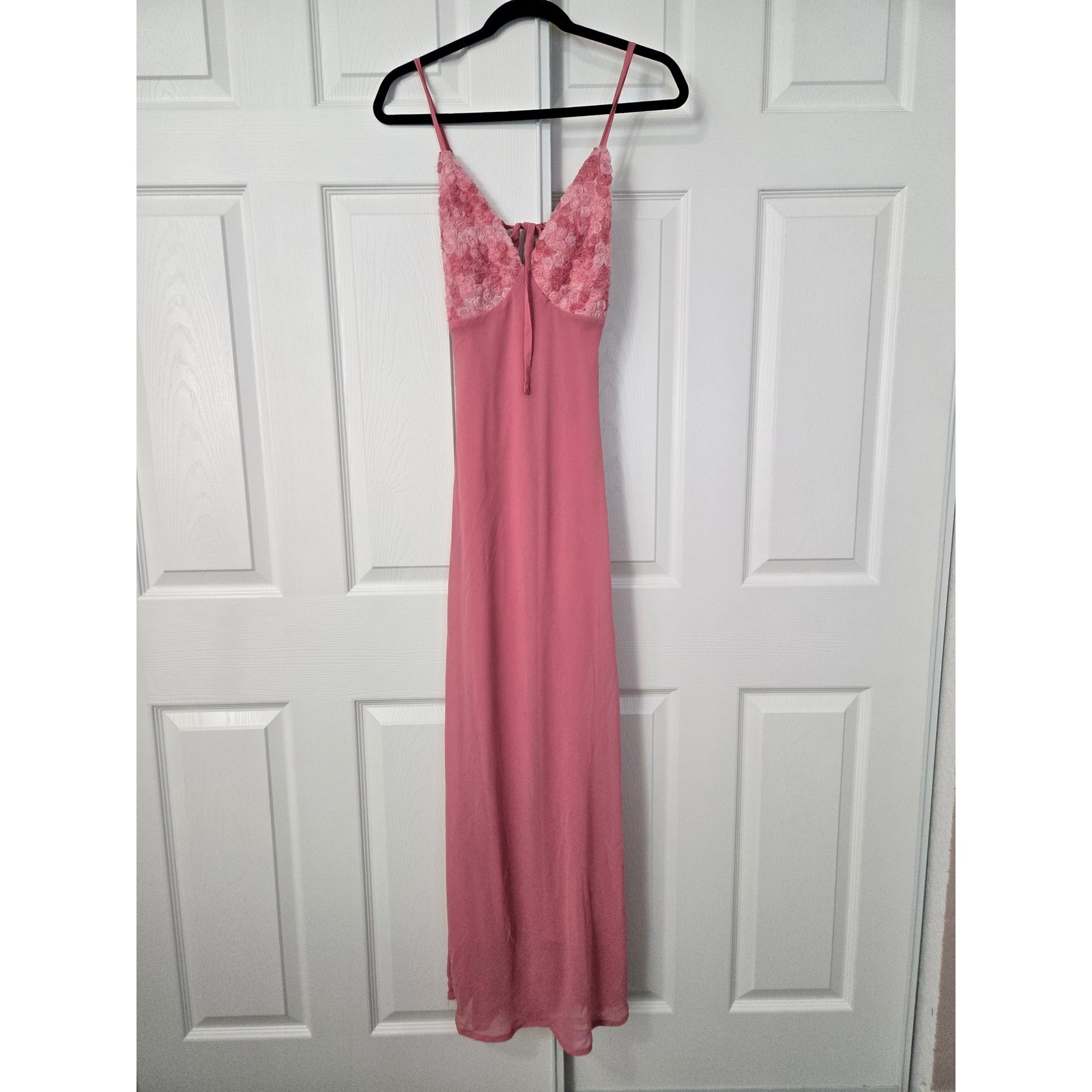 Wild Fable Pink Floral V-Neck Maxi Slip Dress Spaghetti Strap Formal Y2K Small