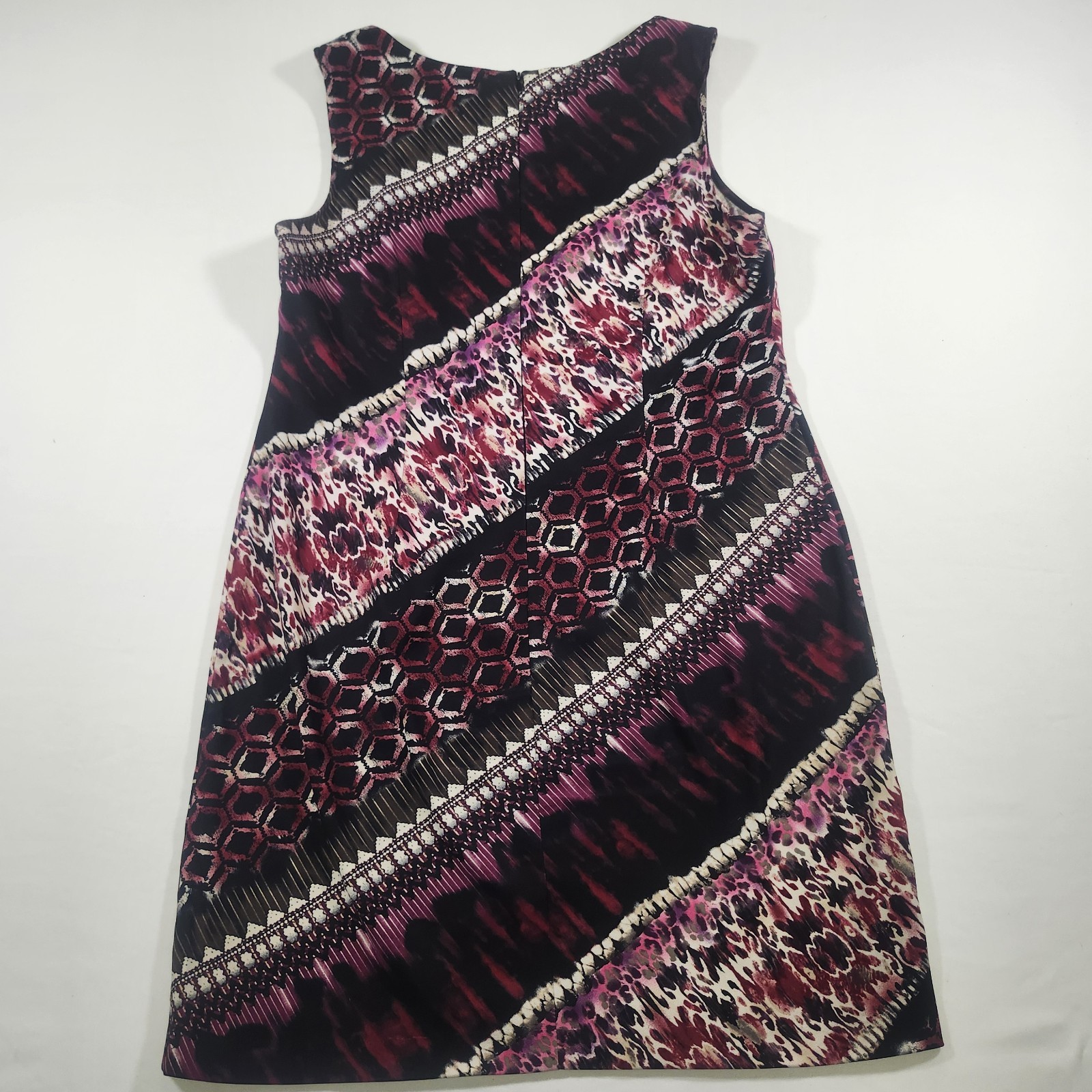 Connectec Apparel Shift Dress Multi Color Geometric Abstract Print Womens 14P