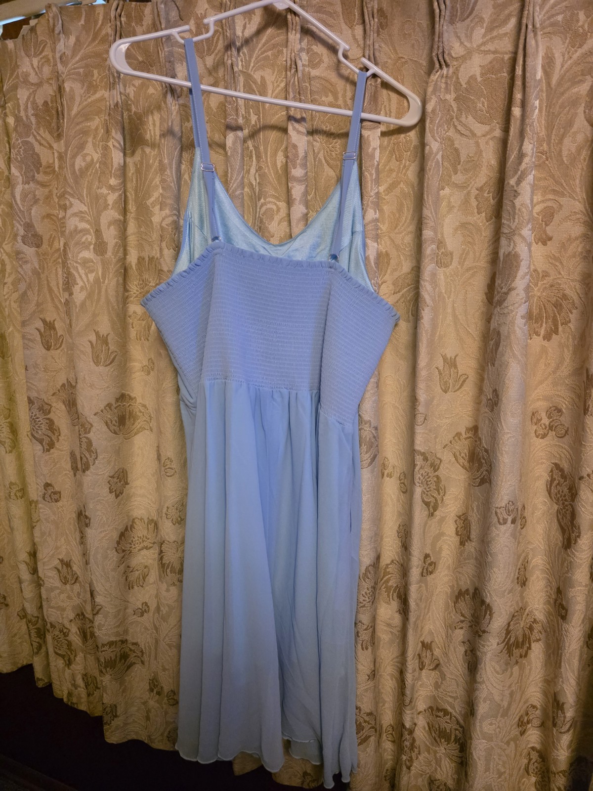 Women’s Blue Solid Chiffon Sleeveless 3XL