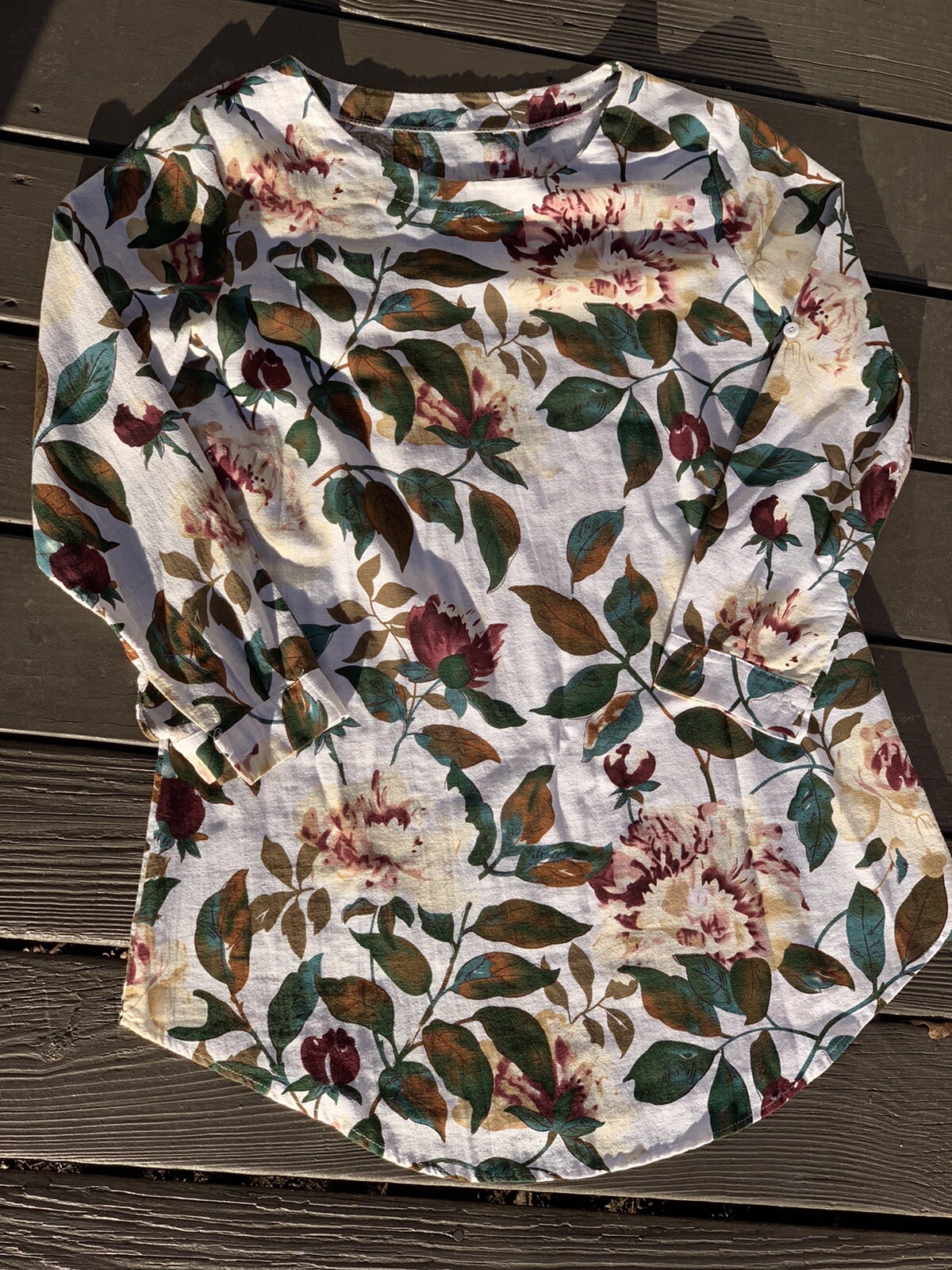 GULANG Women Medium Floral Dress Long Sleeve Gorgeous BIG ROSE FLOWER Boho Cute
