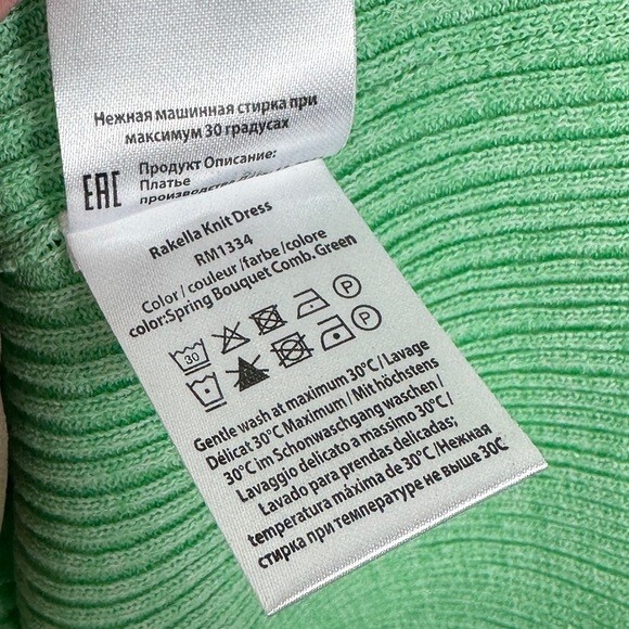 Remain Birger Christensen Rakella Ribbed Knit Dress Spring Green Size 10 NEW