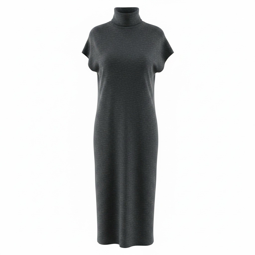 Stateside Short Sleeve Turtleneck Maxi Sweater Dress, Size M