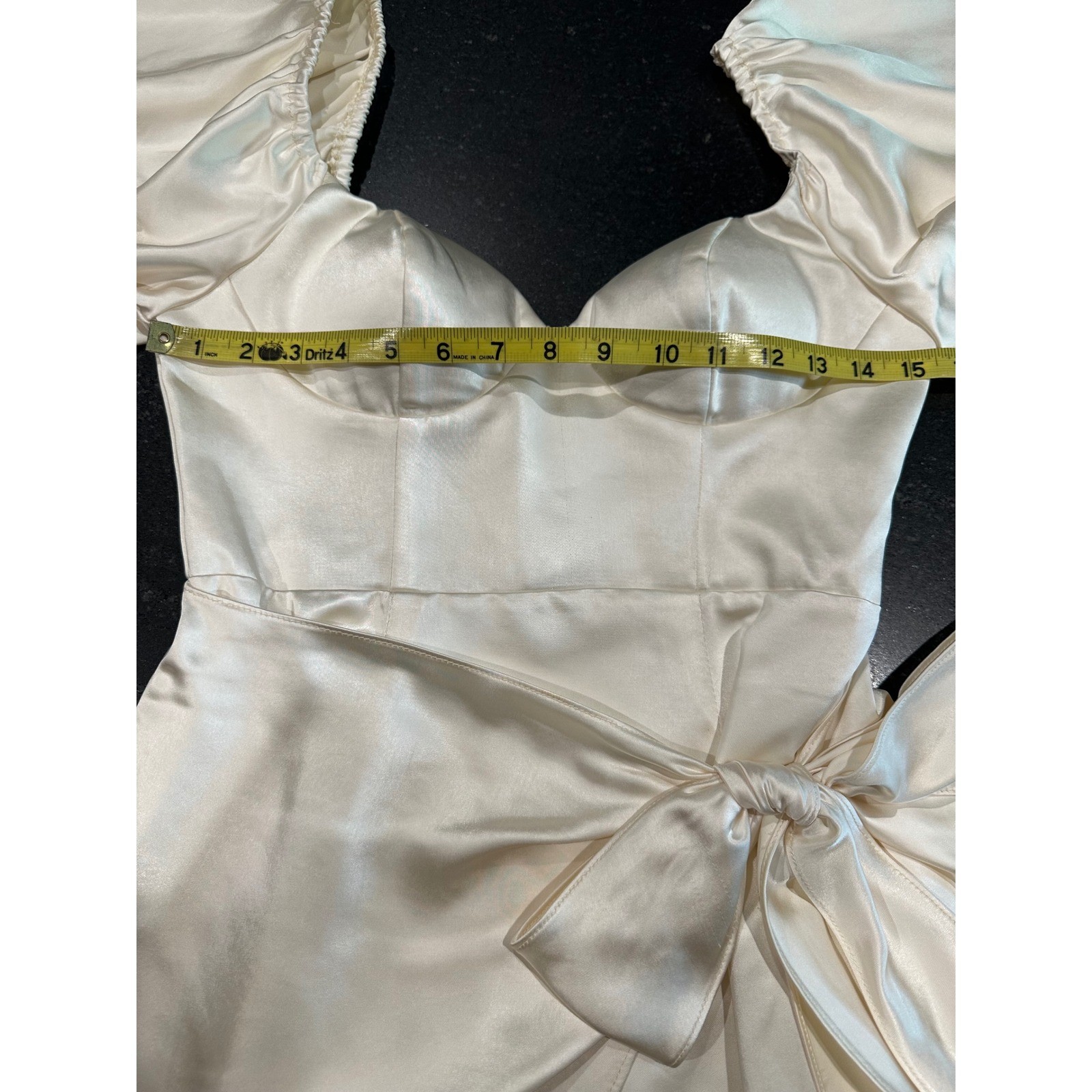 Selfie Leslie Aphrodite Satin Wrap Dress S Angel Sleeve Ivory NWT