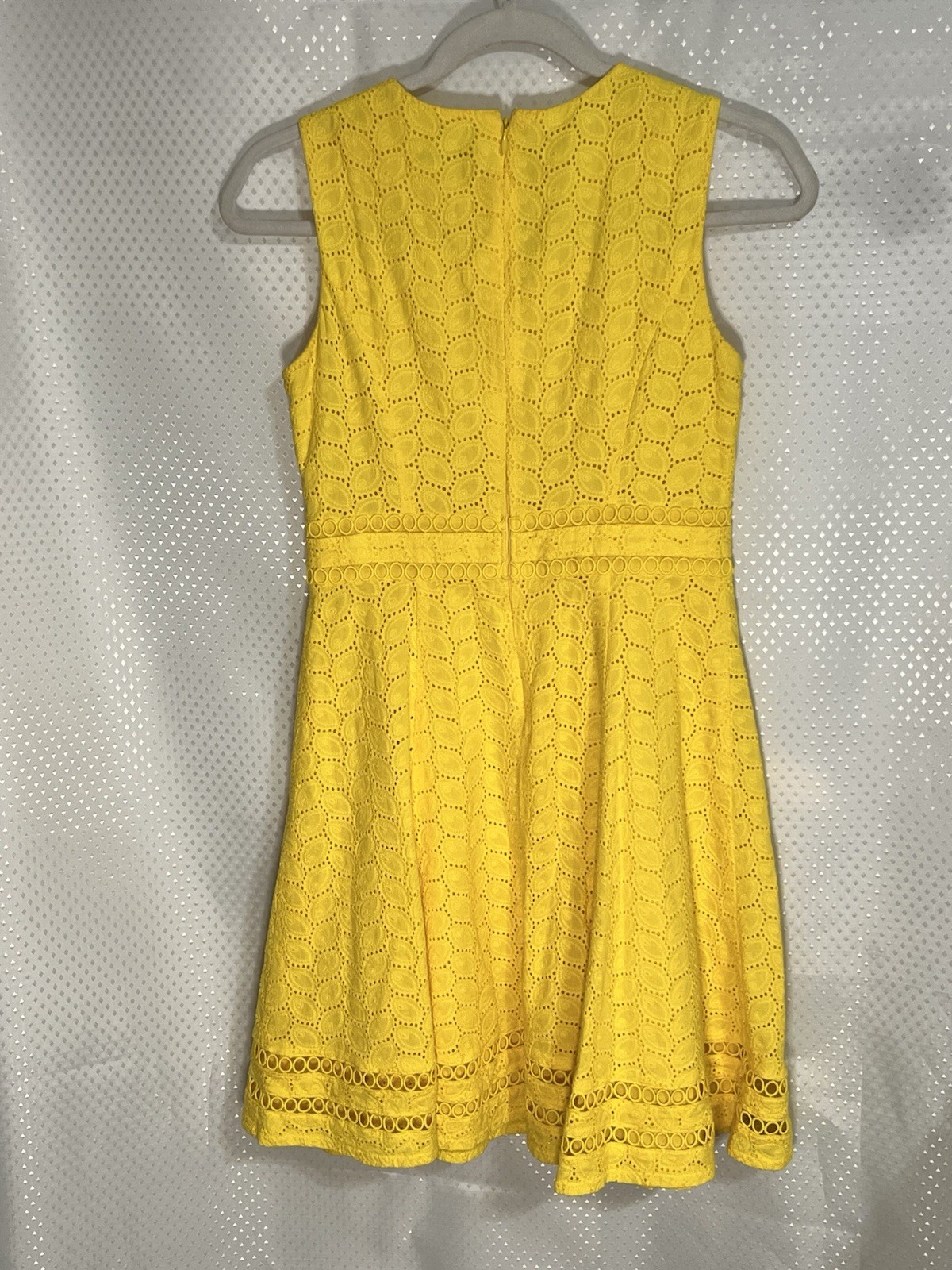 Calvin Klein Yellow Sleeveless Lace Eyelet A-Line Knee-Length Dress 4P