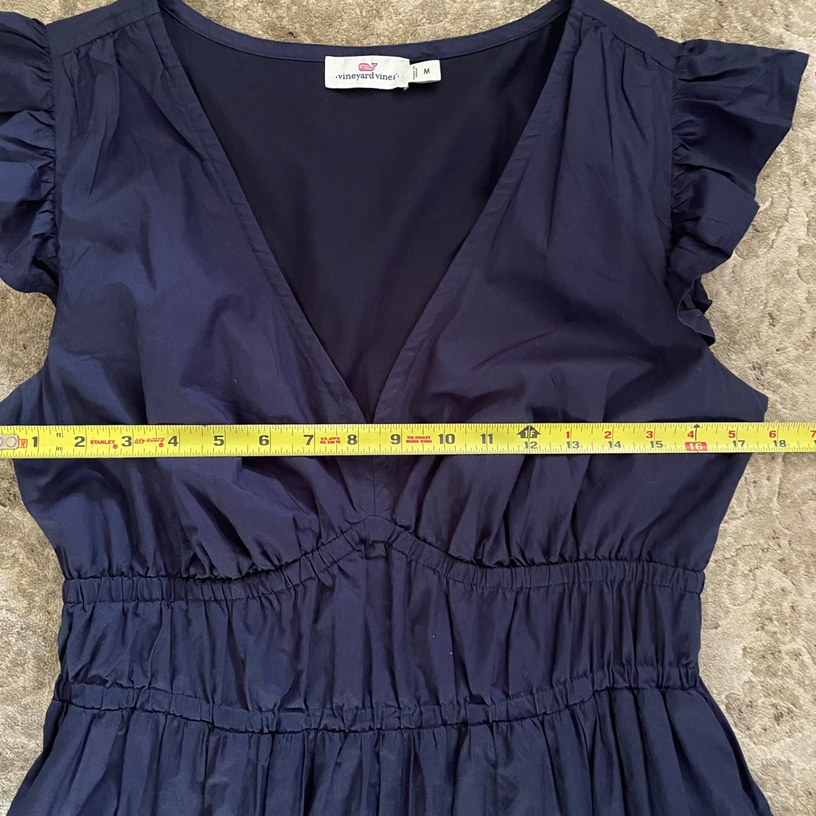 Vineyard Vines Marina Poplin Flutter Sleeve Midi Dress Size M