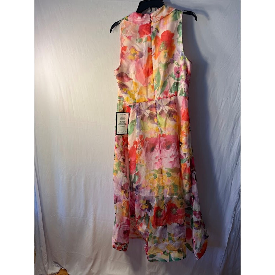 Adrianna Papell Womens Floral-Print High-Low Pink Multi 14
