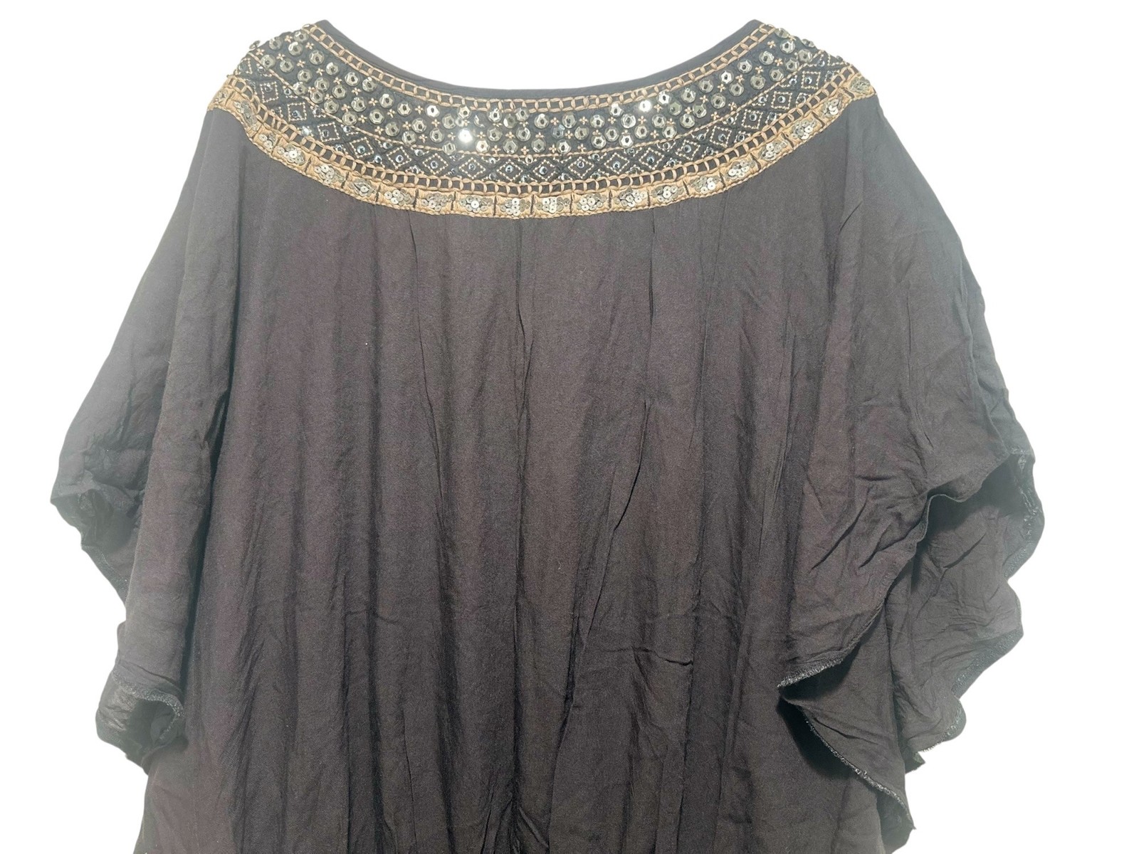 Miss June Whimsigoth Sequin Tunic Mini Dress S-L Black Embellished Festival Boho