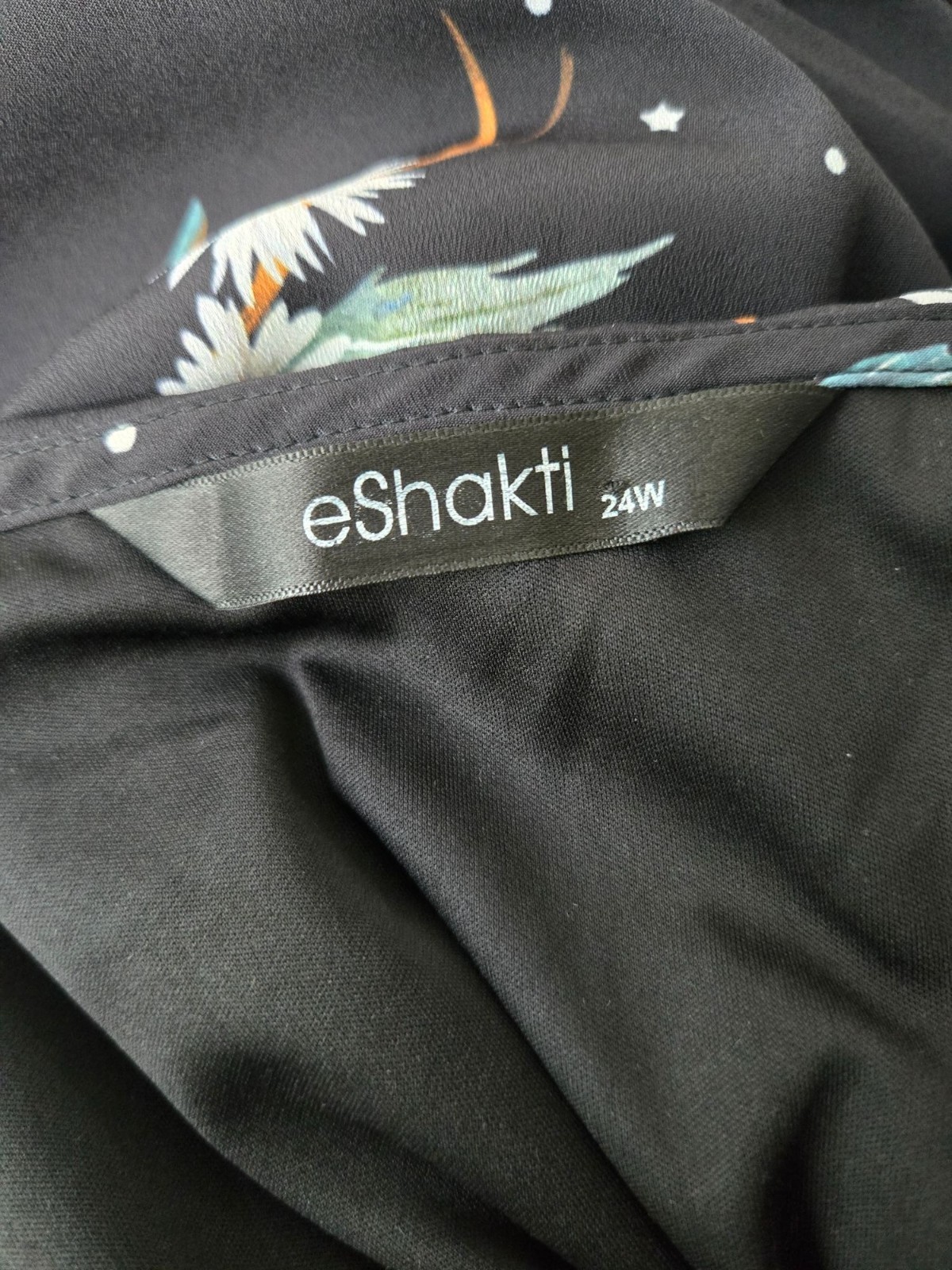 Eshakti Owl Print Pocket Dress Plus Sz 24W Black Flowy Novelty Art Forest Fairy