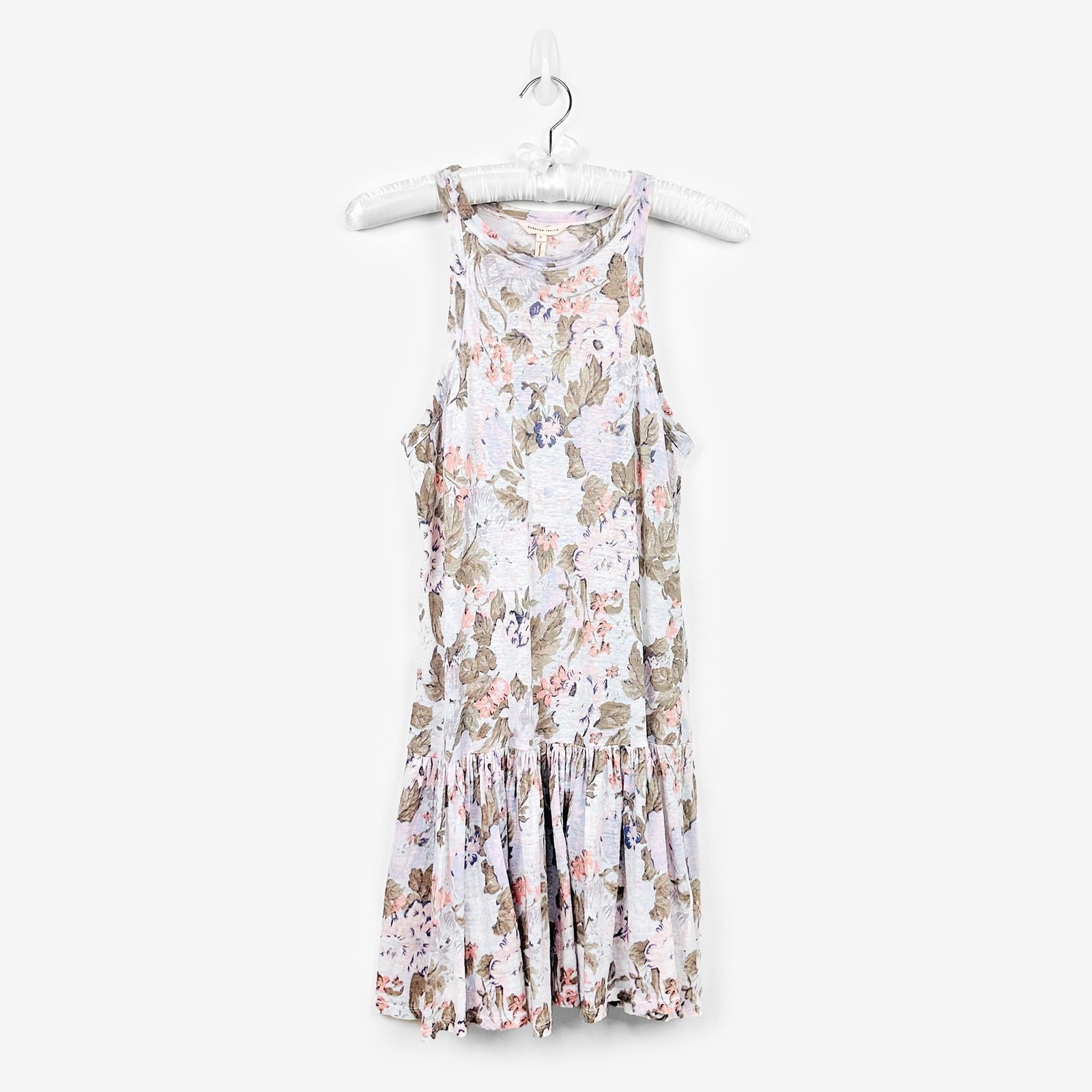 Rebecca Taylor Penelope Floral Dress Size S Sky Blue Combo Linen Pastel Summer
