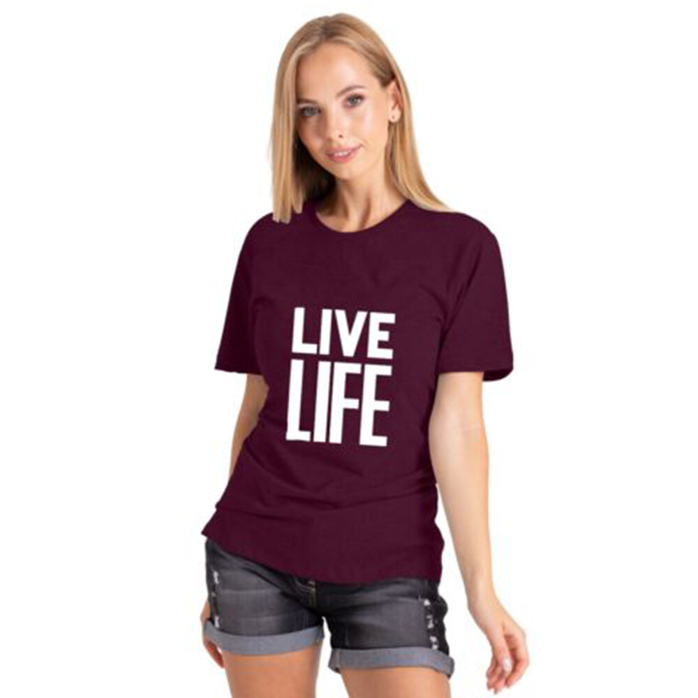 Womens Basic Tee T-Shirt Premium Printed Cotton Short Sleeve Crew Neck Solid Top