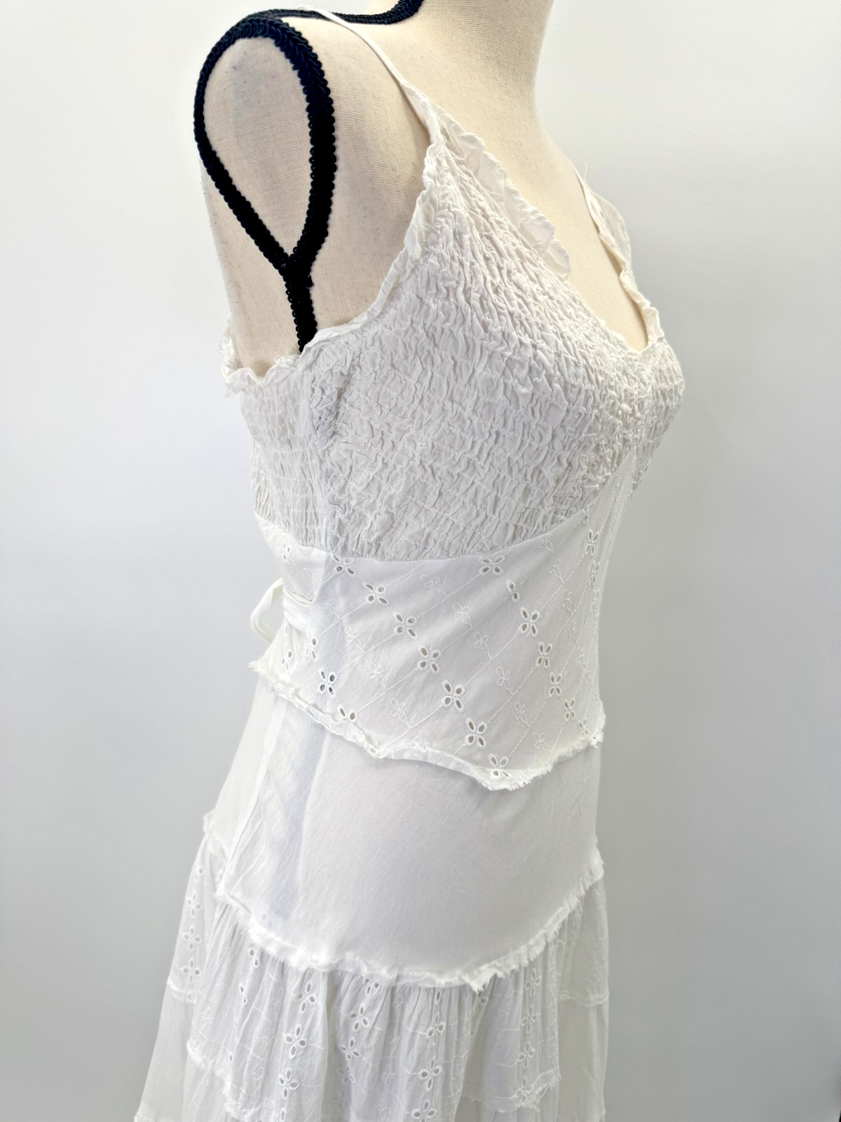 VTG Y2K Connected Apparel Cottagecore Midi Dress Medium Babydoll Tier Layer Mesh