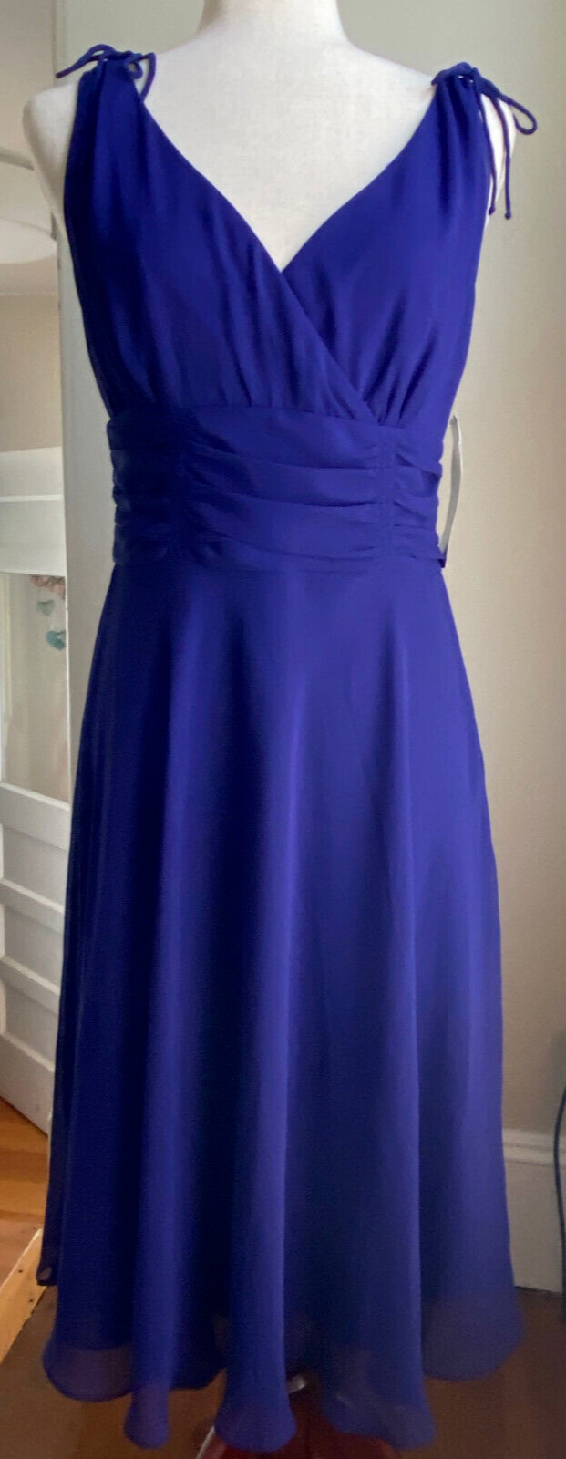 Scarlett Nite Indigo Blue/Purple V Neck Empire Waist Fit & Flare Dress Sz 8, NWT
