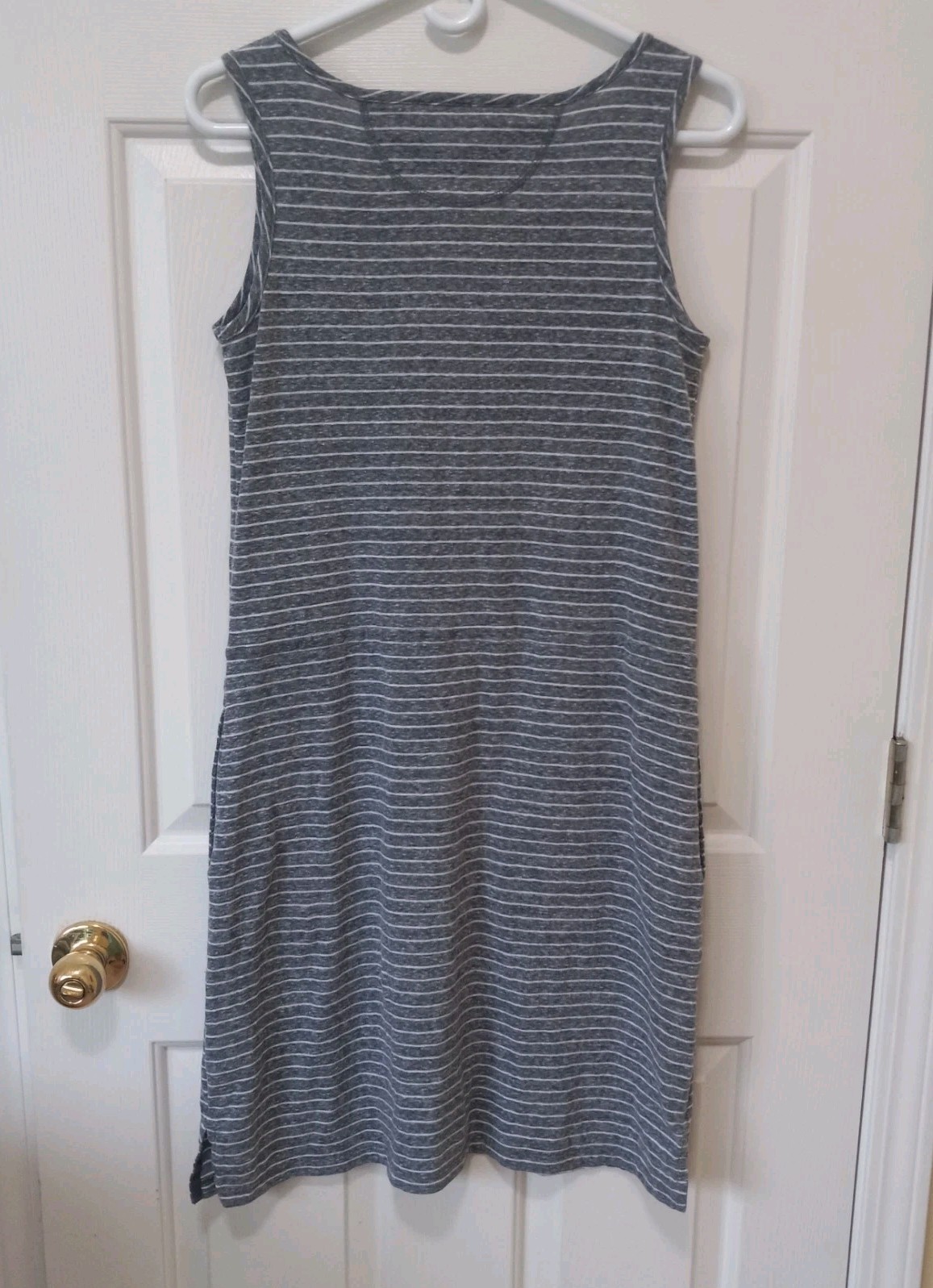 TALBOTS Women’s Gray Striped Pockets Cotton Blend Casual Career Resort Dress S