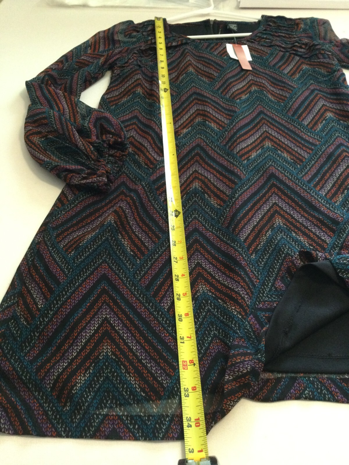 Fire Los Angeles Pleated Chiffon Shift Dress Size Medium Sheer Long Sleeve Work