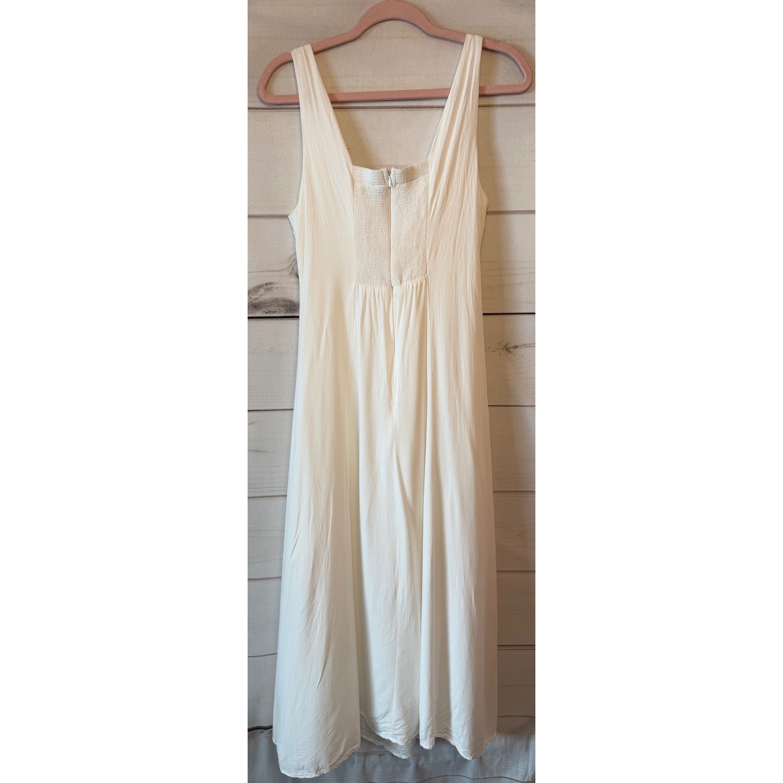 Petal + Pup White Tie Front Midi Dress Sleeveless Smocked Back Womens Size M