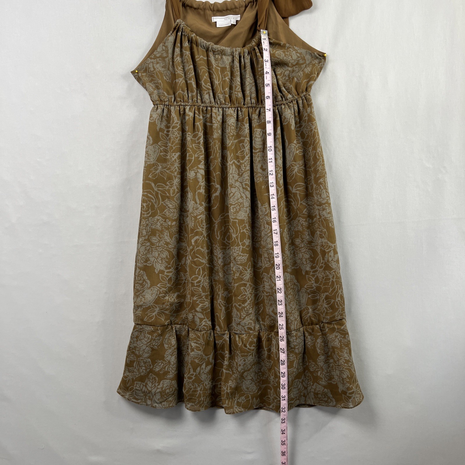To The Max Dress Size 6 Brown Floral Empire Waist Knee Length Ruffled Boho