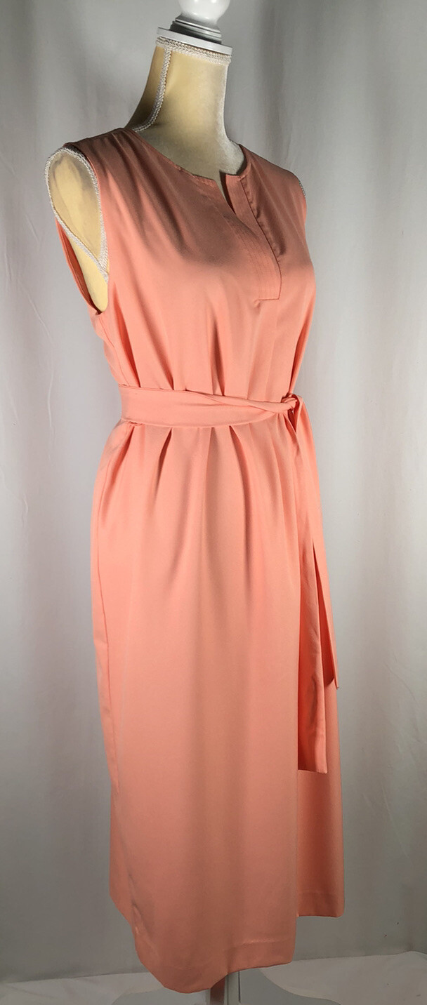 Alex Marie Dress Midi 10 Below Knee Belted Sleeveless Modest Pink New